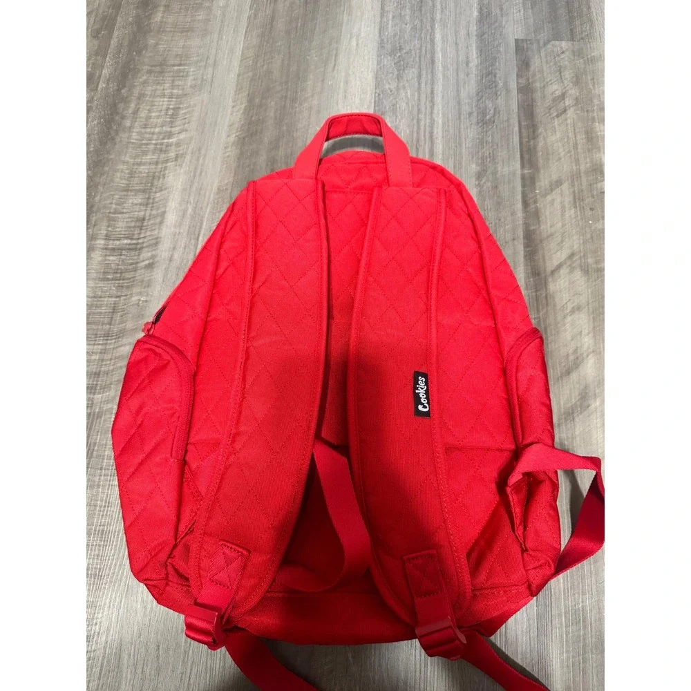 Cookies Smell Proof Quilted Backpack Red Diamond Stitch Laptop Bag